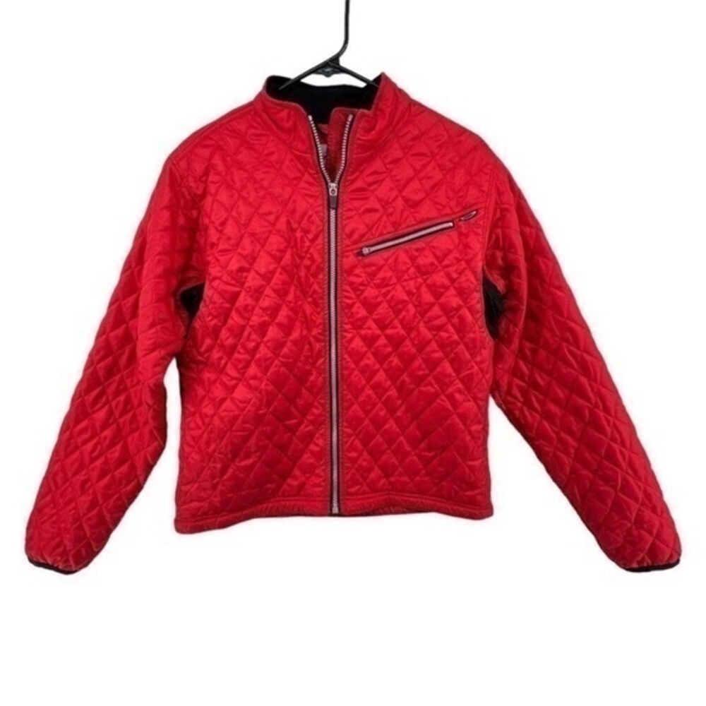 Obermeyer Lightweight Quilted Jacket Coat Full Zip Armpit Vent Red Black Size 4